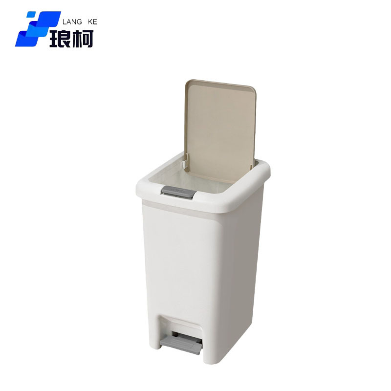 琅柯 卫生间脚踩翻盖垃圾桶 10L高清大图