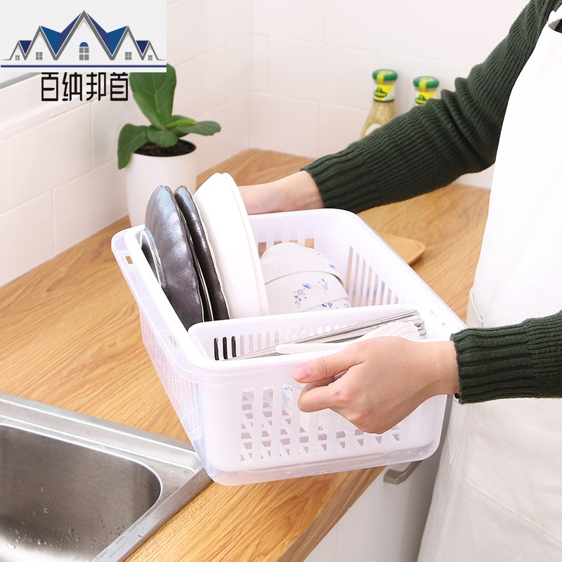 碗柜塑料大号放碗架沥水架厨房置物架碗碟篮餐具碗筷收纳盒带盖 三维工匠高清大图
