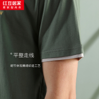 红豆居家21年春夏新款男士纯棉V领简约时尚运动休闲风短袖家居服套装可外穿