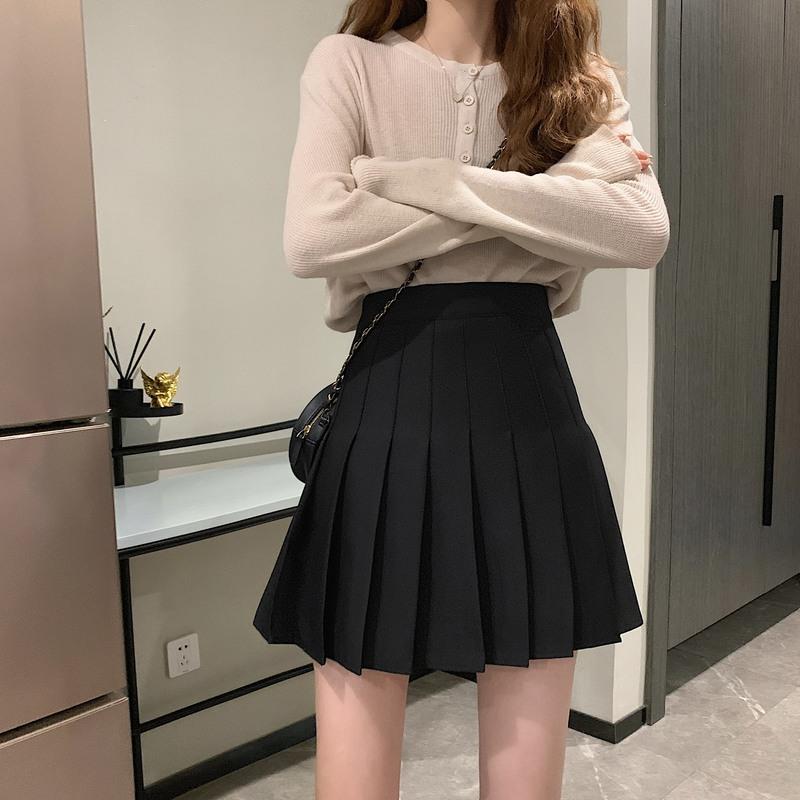 白色百褶裙半身裙女夏高腰显瘦a字短裙半身裙春夏款黑色百褶裙夏黑色