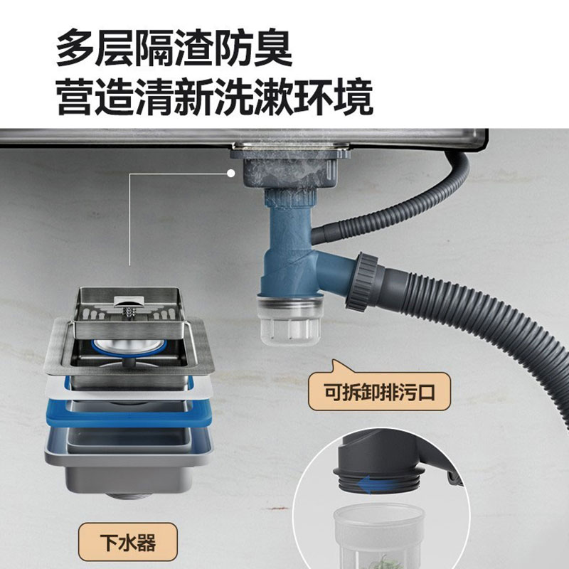SEREN HOME赛恩卫浴厨房水槽手工纳米单槽台下盆304不锈钢洗菜池厨房洗菜盆洗碗槽橱柜大单槽高清大图
