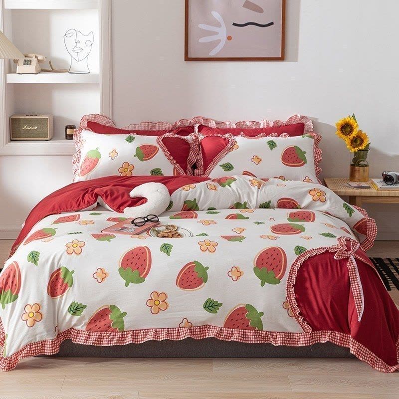 家柏饰(CORATED)公主风四件套床单被套三件套单双人床上套件少女心蝴蝶结床上用品图片