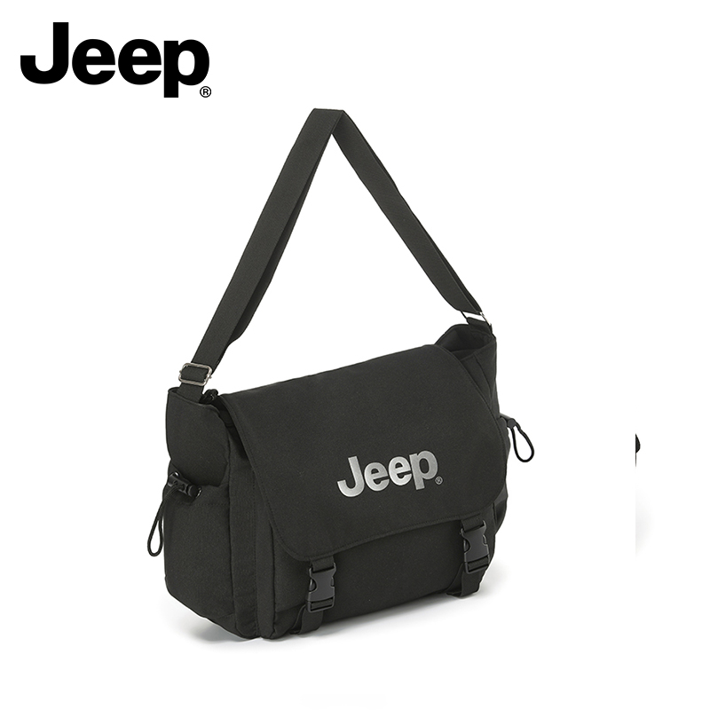 Jeep 吉普潮品时尚单肩斜挎包腰包PP51X04060(黑色-银标)(单位:个)高清大图