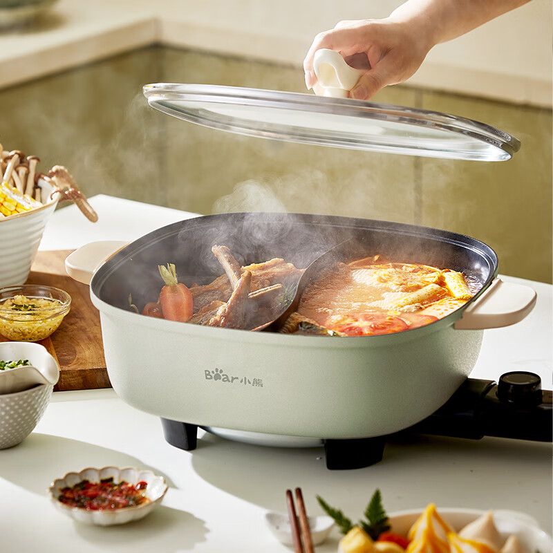小熊(bear) DHG-D60A9 电火锅 多功能鸳鸯电火锅炒锅煎烤肉锅机高清大图