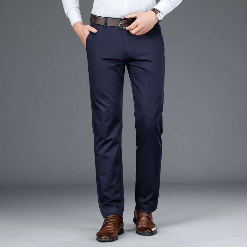 老爷车laoyeche男士休闲裤男宽松直筒冬季厚款天丝商务中年西裤男冰丝