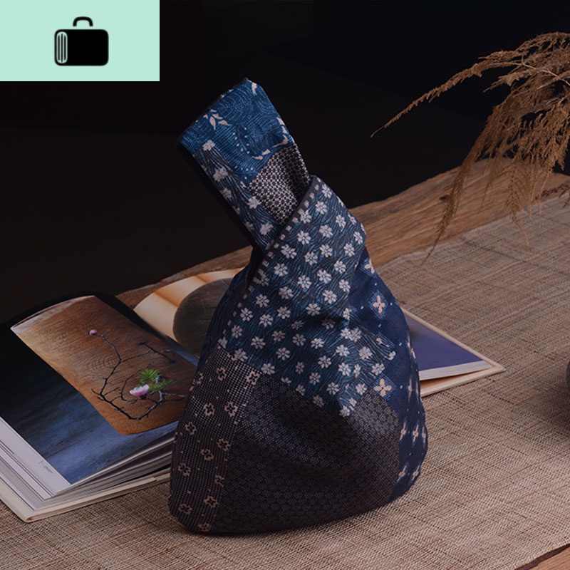 手工布艺复古棉印花手提零钱收纳包钥匙钱包休闲女士化妆袋小布包NEW LAKE 手挽包和风印花