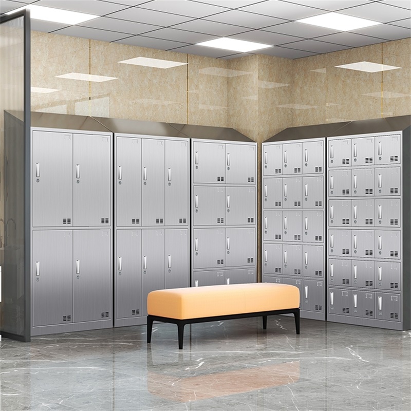 鑫环境 6门304不锈钢斜顶更衣柜员工储物柜无尘净化车间食品厂多门衣柜高清大图