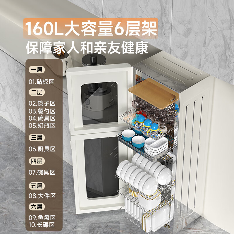 康宝(Canbo)XDZ160-LC3M消毒柜家用 不锈钢 立式 大容量母婴儿奶瓶厨房碗筷小型高温二星级热风消毒柜碗柜高清大图