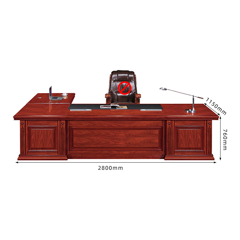 中豫鑫泽 ZYXZ4052202 油漆家具老板桌大班台办公桌主管经理桌含副柜 2.8米高清大图