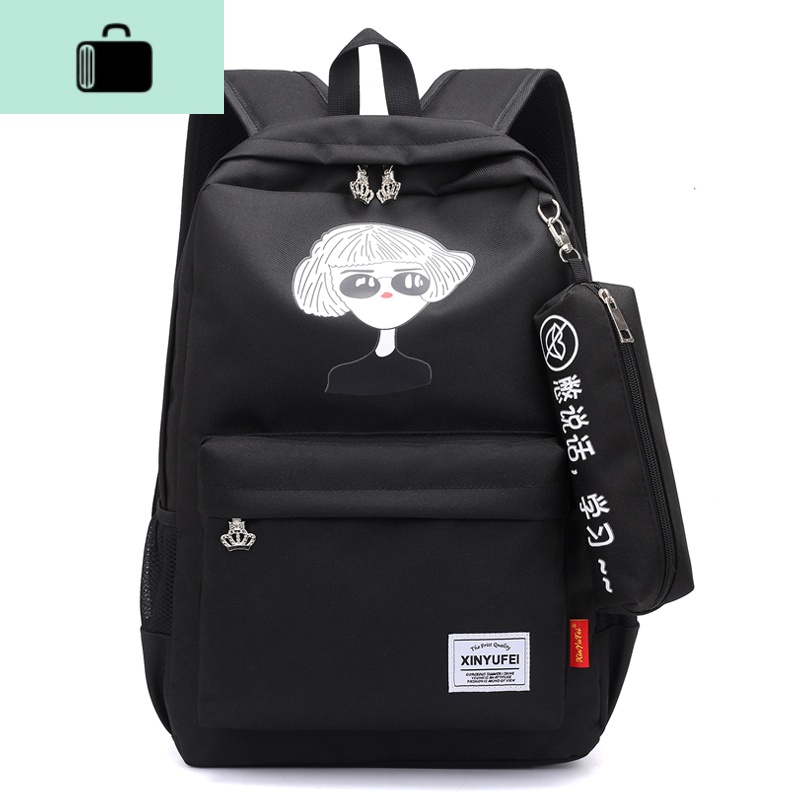 初中生书包女韩版原宿ulzzang高中学生百搭校园双肩包潮街拍背包NEWLAKE 眼镜美女