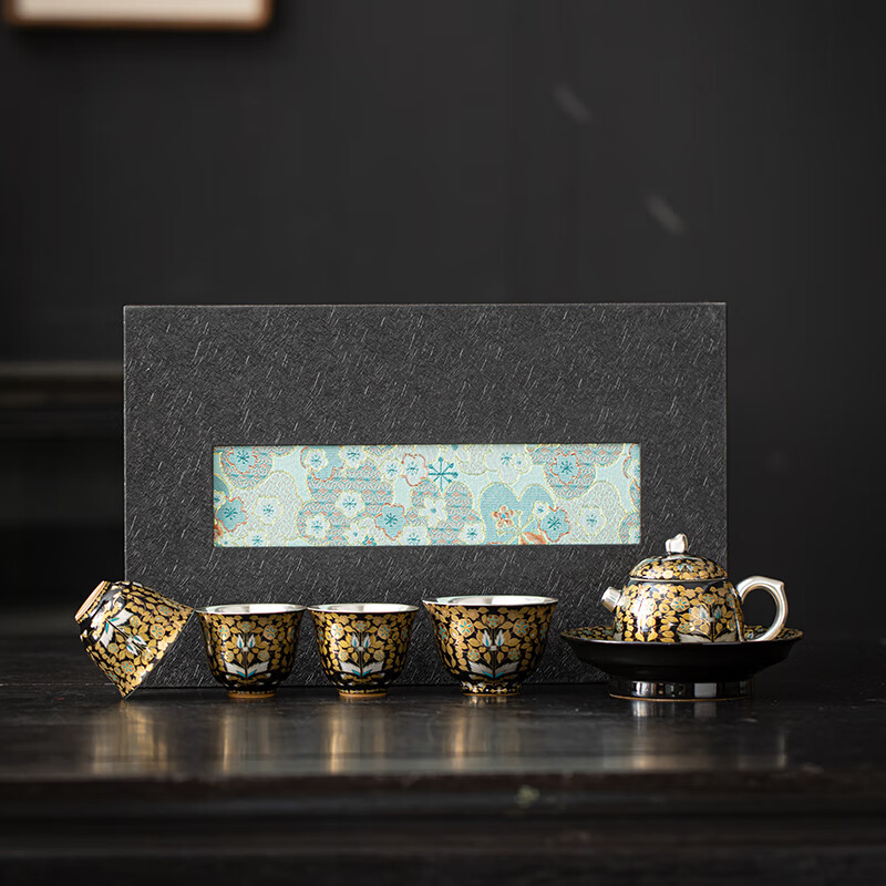 苏氏陶瓷/SUSHI CERAMICS J1047 鎏银金枝玉叶茶具组 (单位:套)