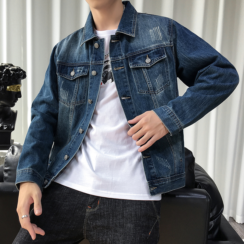吉普战车衣服秋冬新款男士牛仔服男大码男装时尚休闲潮款韩版百搭帅气中青年牛仔衣男夹克外套男上衣JIPUZHANCHE-1