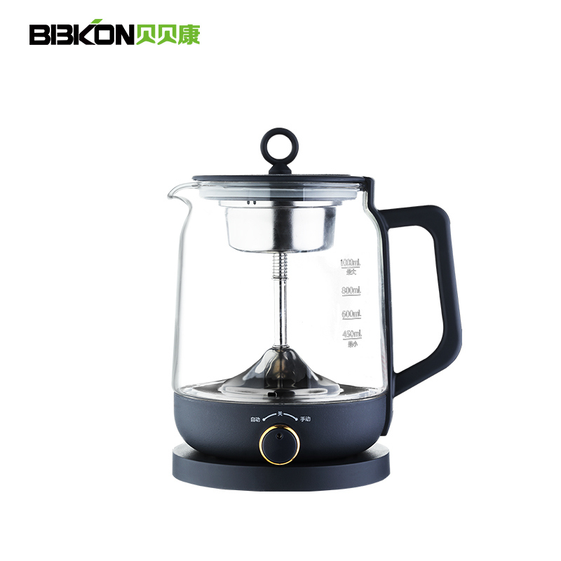 贝贝康(BBKON)煮茶器摩卡灰 蒸汽喷淋式煮茶器玻璃蒸茶壶黑茶办公室全自动保温多功能小型电热