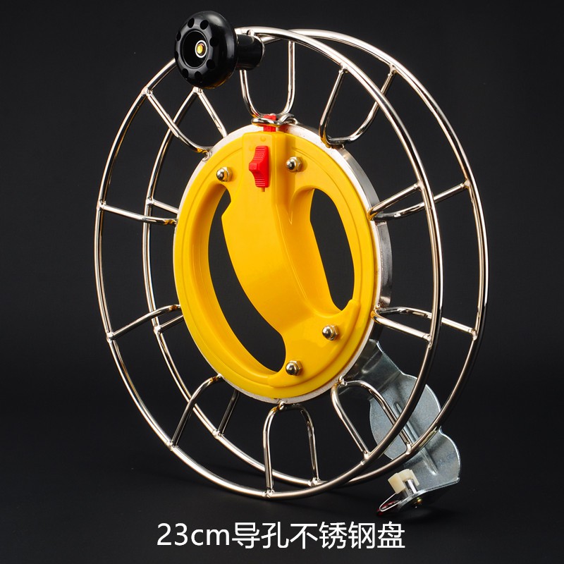 潍坊风筝线轮新款大轴承静音不锈钢风筝轮手握轮凯夫拉线套餐创意 三维工匠 23大万向+3号700米凯夫拉线_553