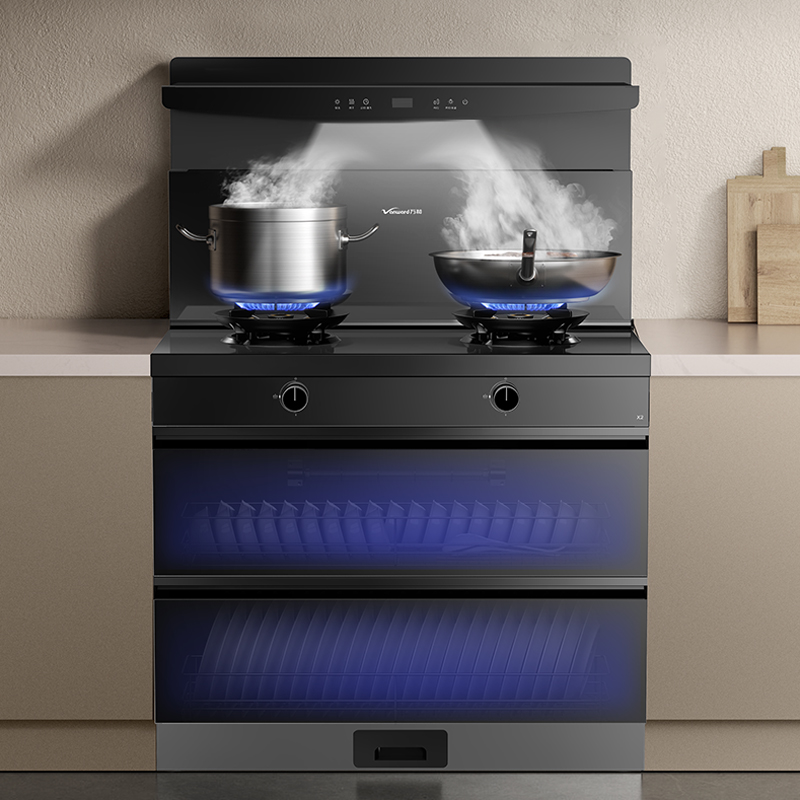 万和Vanward集成灶JJZT-X2 4.9KW一级能效触控消毒柜展翼拢烟上进风双眼高效节能高清大图