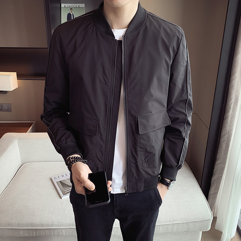 new lake外套男秋冬季新款韩版潮流帅气休闲纯色棒球领男士秋装上衣