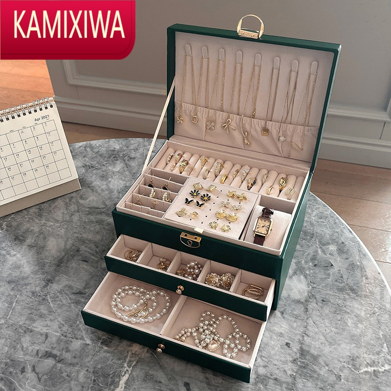 KAMIXIWA大容量精致珠宝首饰盒2022新款高级感手表戒指项链耳钉收纳盒