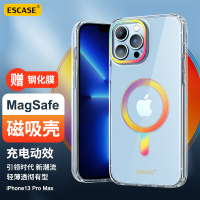 ESCASE苹果iPhone13Promax手机壳Magsafe磁吸彩虹透明防摔2021硅胶软边超薄手机保护套男女款适用