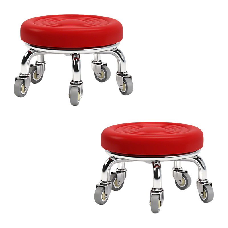 先围 静音滑轮矮凳 40*22cm-水波红 个高清大图