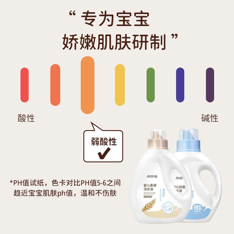 加菲猫儿童洗衣液除菌除螨持久留香宝宝专用新生整箱批发厂家直销 柔顺500g*2袋