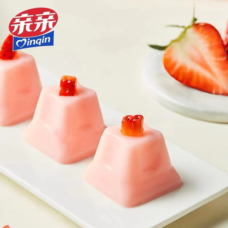 亲亲布丁小方冻草莓味零食布丁椰果果冻休闲解馋网红小吃420g*2件