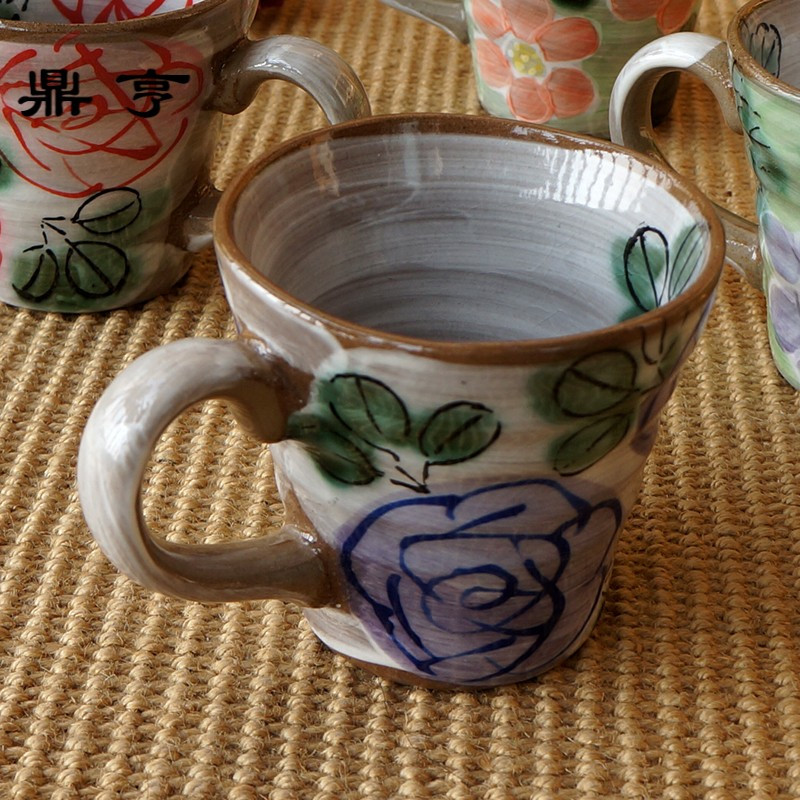 鼎亨日本进口手柄杯子陶瓷情侣手绘对杯4款艺术水杯日式茶杯