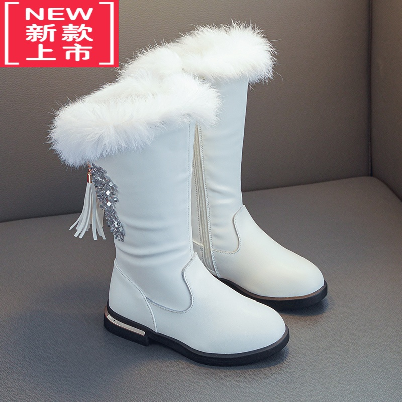 可莉允女童靴子2022秋冬新款长靴儿童高筒靴中大童公主加绒靴子