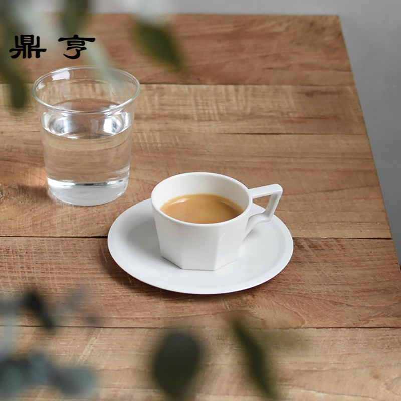 鼎亨日式创意几何陶瓷咖啡杯马克杯意式咖啡杯碟套装卡布奇诺咖啡