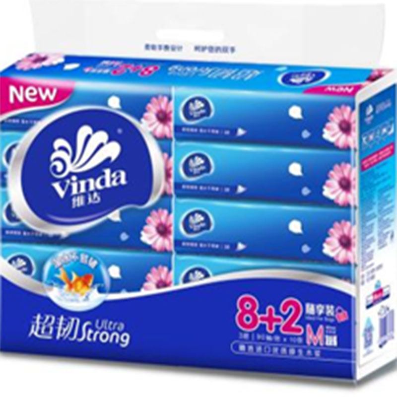 LTSM 维达Vinda三层超韧抽取式面巾纸纸抽90抽10包装抽纸V2688