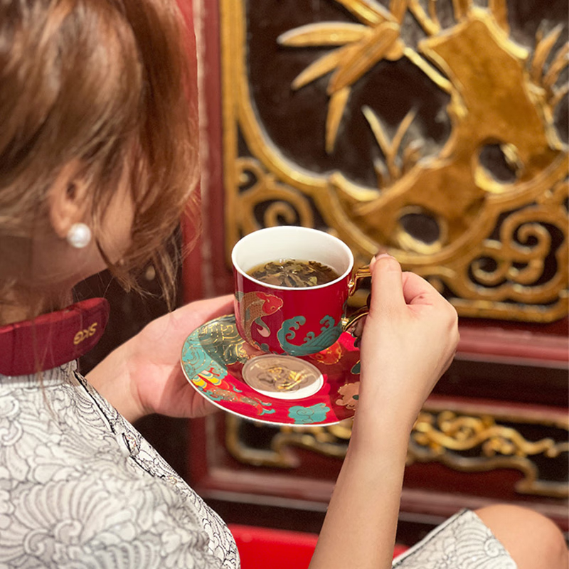 勿一 鲤跃龙门 尊贵礼 国潮陶瓷咖啡杯蝶+手冲壶+咖啡组合套装高清大图