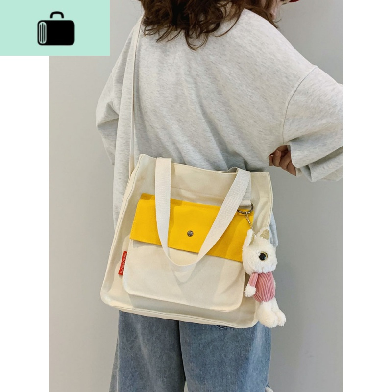 日系原宿帆布包ulzzang韩国大容量可爱撞色斜挎包女学生ins单肩包new