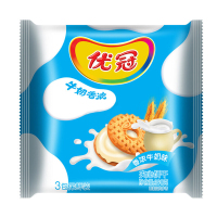 优冠 牛奶特浓夹心饼干(香浓牛奶味)390g/袋 休闲零食饼干 亿滋出品