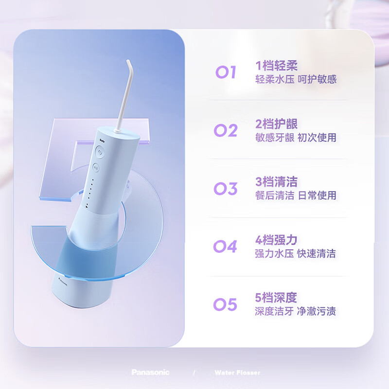 松下(Panasonic) 冲牙器 EW-1423 洗牙器水牙线 立式高频脉冲水流 电动冲牙器 柔缓洁齿 静谧蓝高清大图