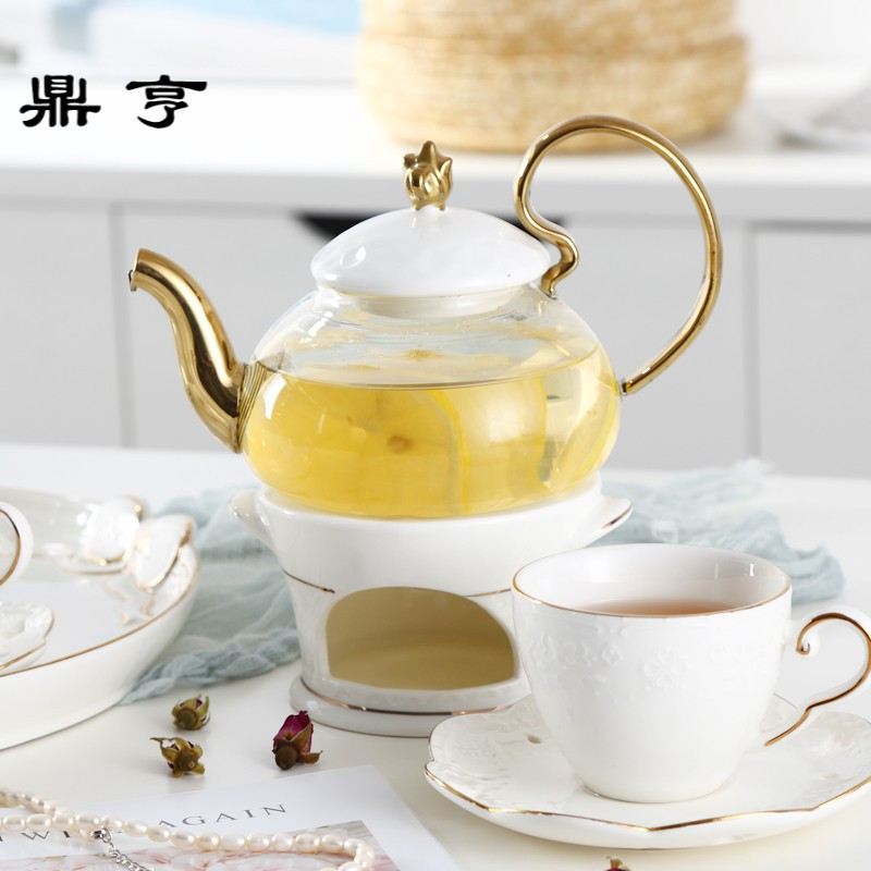 鼎亨花茶壶套装玻璃煮水果陶瓷花果茶壶下午茶家用蜡烛加热杯具带