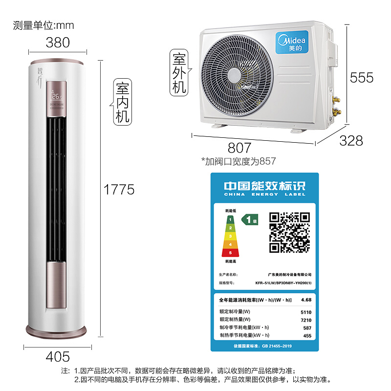 美的(Midea) 新一级节能大2匹 变频冷暖客厅立式空调柜机以旧换新KFR-51LW/BP3DN8Y-YH200(1)