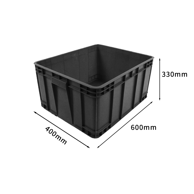 千苏QS-SN0604033B加厚大号物流箱工具储物筐收纳箱塑料周转箱+盖子 黑色高清大图