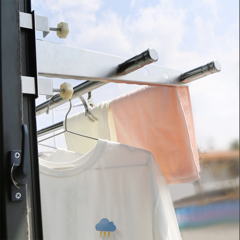 永固窗外晾衣架免打孔窗户阳台外晾衣杆防盗窗晾衣窗框晒被子神器新款