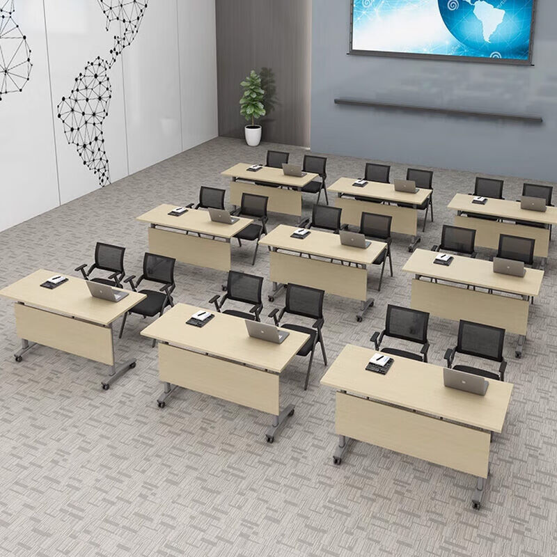 钱柜会议培训办公桌可移动折叠高清大图