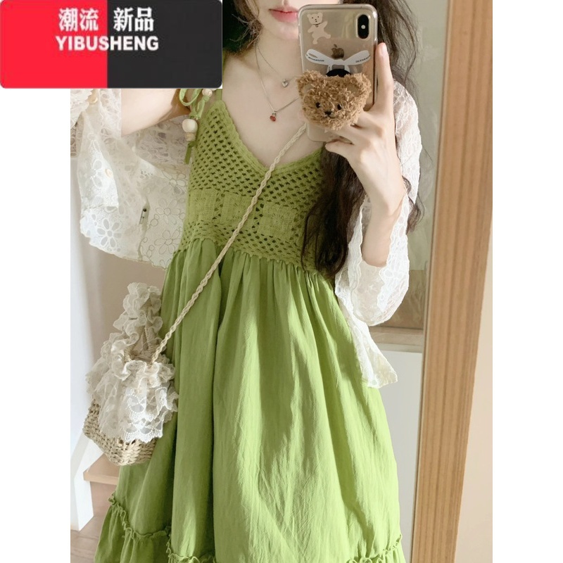 YIBUSHENG茶歇法式吊带连衣裙女季2024新款高级感气质海边度假小个子短衣高清大图
