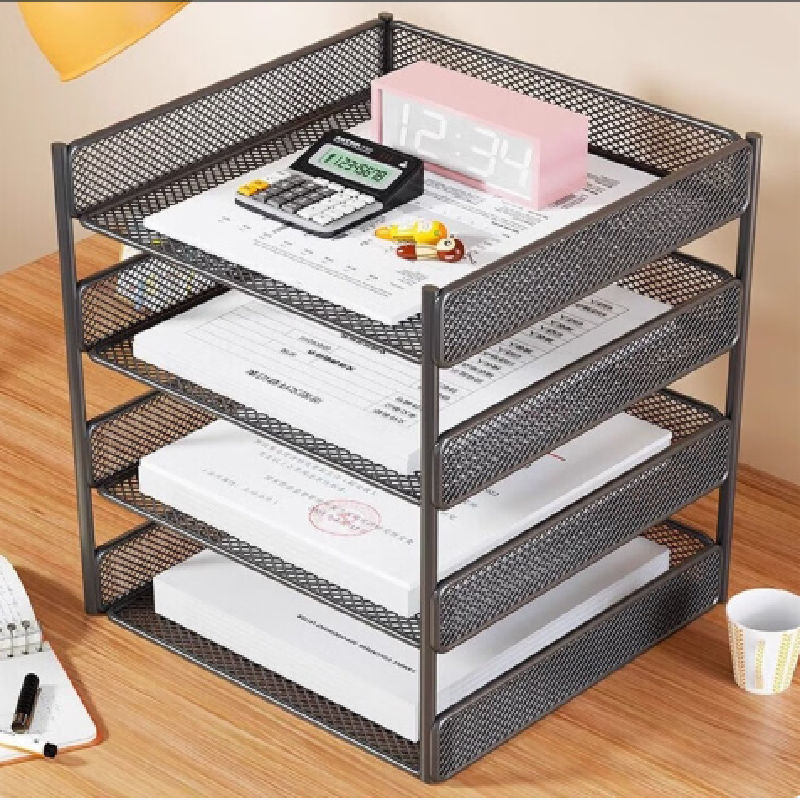 馨婺家 文件收纳架 黑色-三层 26cm*33cm*26cm 1个高清大图