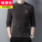 恒源祥2021冬季新款加厚水貂绒中青年男士套头圆领纯色提花休闲打底上衣