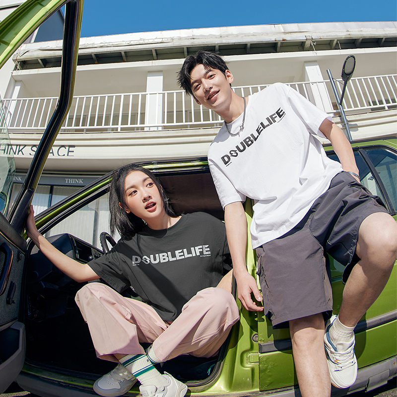 361°运动t恤男女同款夏季透气休闲宽松亲肤上衣印花圆领短袖高清大图