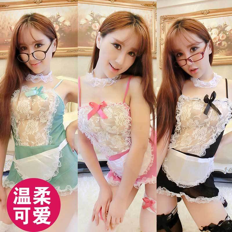 温顺清纯女佣制服性感透明蕾丝花边多件套情趣内衣激情套装夜火sm