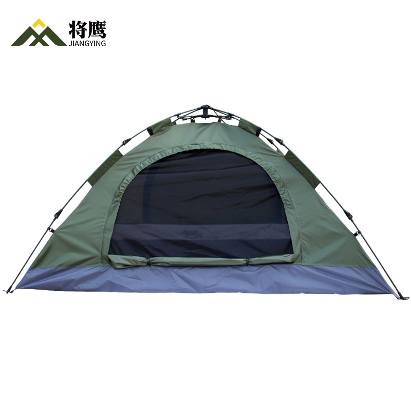 将鹰 双人户外野营自动帐篷加厚布料带反光条绿色 JY-041S-02高清大图