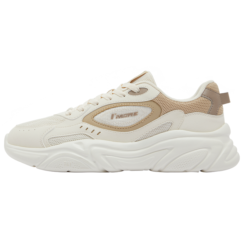 361°运动鞋男新款软底轻便网面跑步通勤休闲鞋子百搭男鞋 莲子白/杏茶色 40码