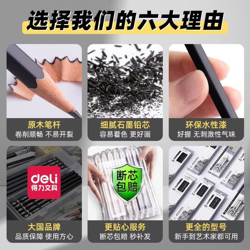 得力S998-2H绘图专用铅笔12支/盒高清大图