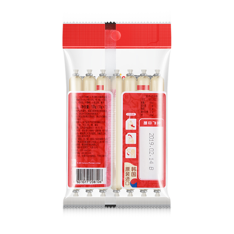 托马斯儿童零食小火车儿童零食奶酪鳕鱼肠105g 宝宝零食点心