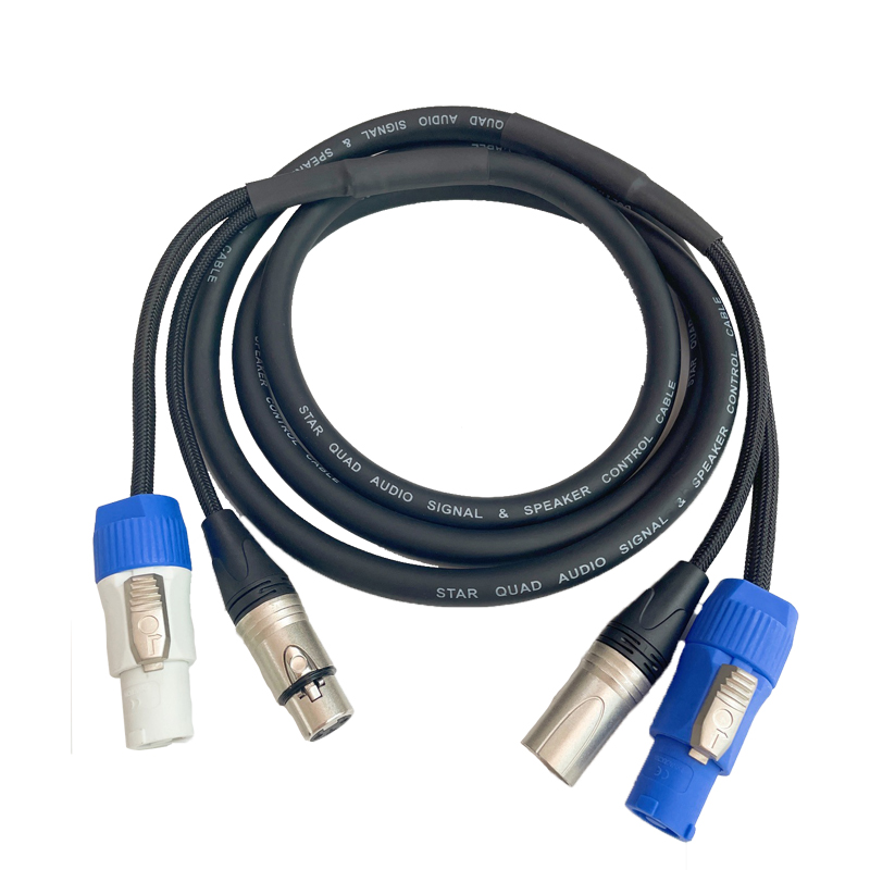 册视舞台灯光3x2.5平方电源线蓝白插DMX512信号复合线卡侬20米条高清大图