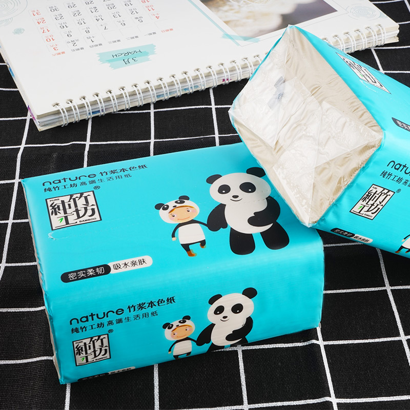 纯竹工坊 抽纸 3层100抽28包 本色纸巾 青漾柔韧系列 竹浆抽纸家庭清洁(整箱)