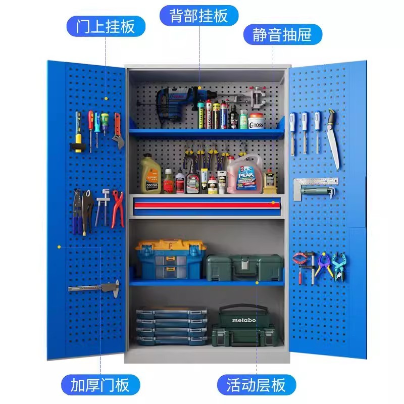 迅迈 [黑色]工具柜+背网 重型工具柜 加厚移动收纳工具车 汽修工厂车间铁皮五金工具柜子推车